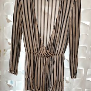House of Harlow black and white striped romper.